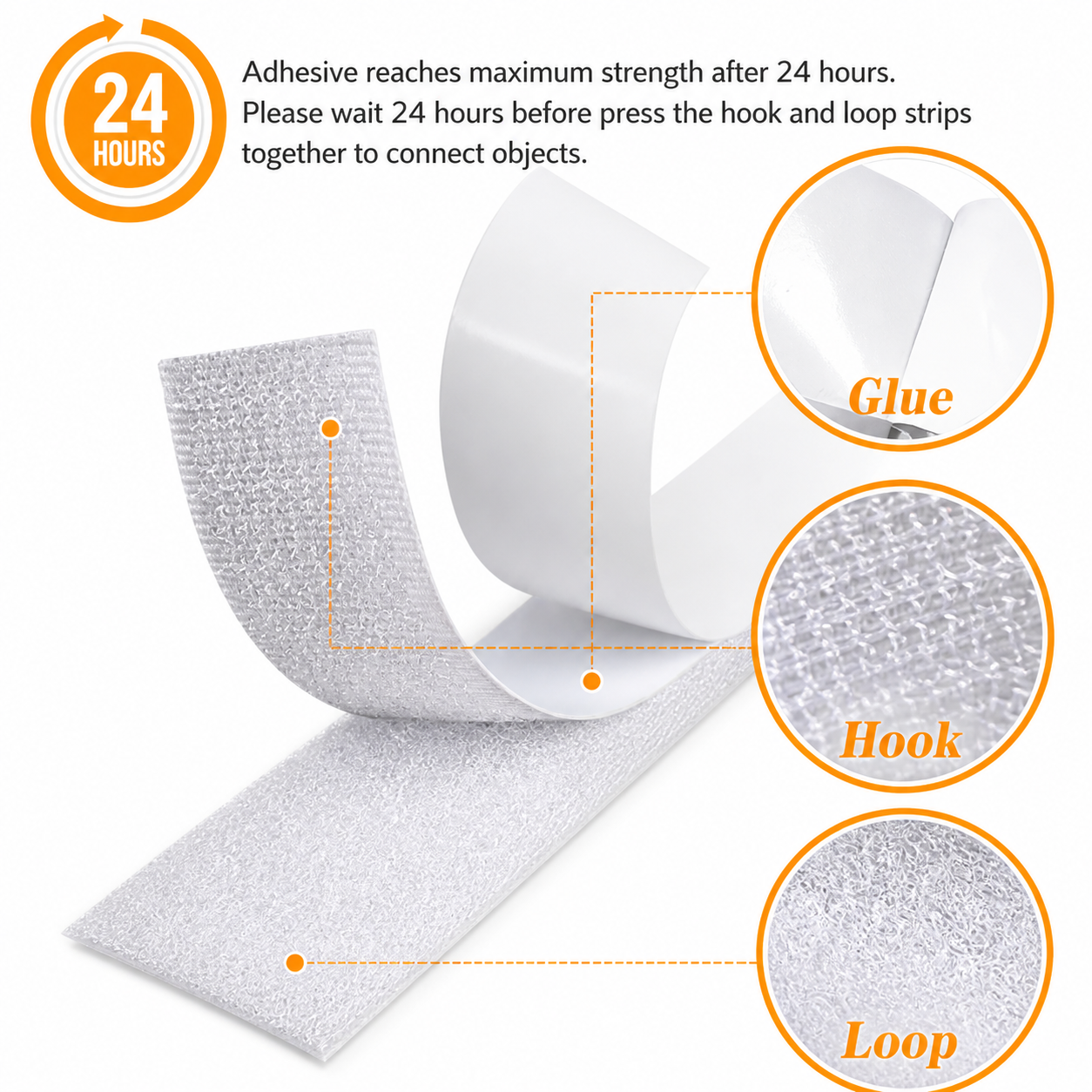 1 Meter Adhesive Velcro Tape Double-Sided Hook Fastener Heavy Duty Adhesive Velcro Tape Fastener