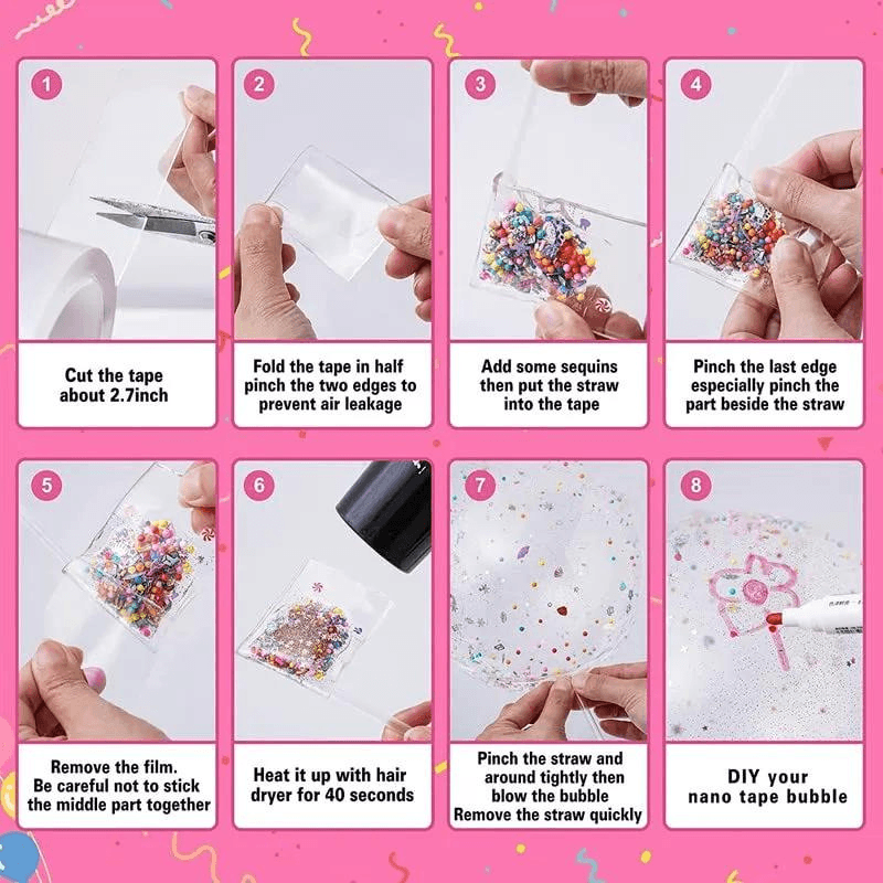 Ultimate Nano Tape Balloon DIY Kit | Create Fun Plastic Bubbles & Crafts | Double-Sided Tape for Birthday & Pool Party Décor