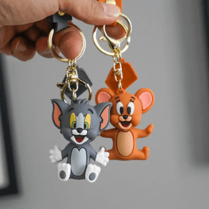 Ultimate Tom and Jerry Soft Silicone 3D Cartoon Character Rubber Keychain Chain Keyring Bag Keyring Ornament Accessories Children's Toys Birthday Gifts for Girls
