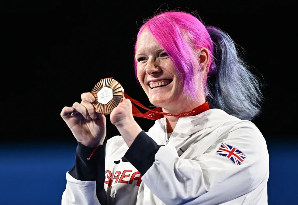 Jodie Grinham celebrates with her bronze medal. Harry Murphy/Sportsfile/Getty Images