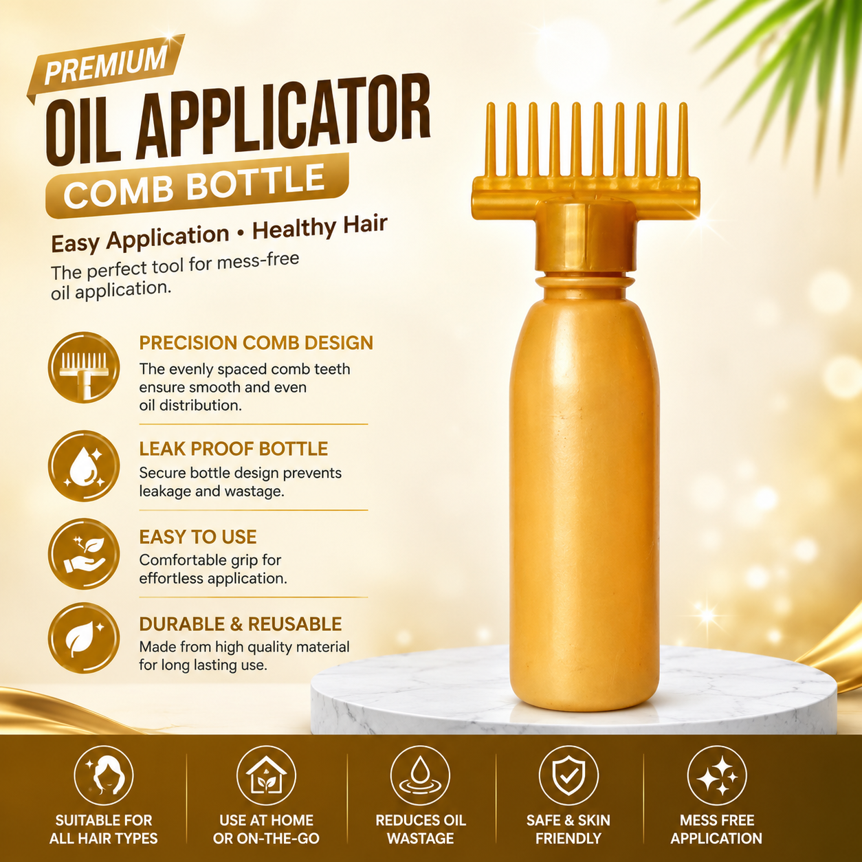 Best Professional Hair Oil Applicator Bottle with Comb 130 ml