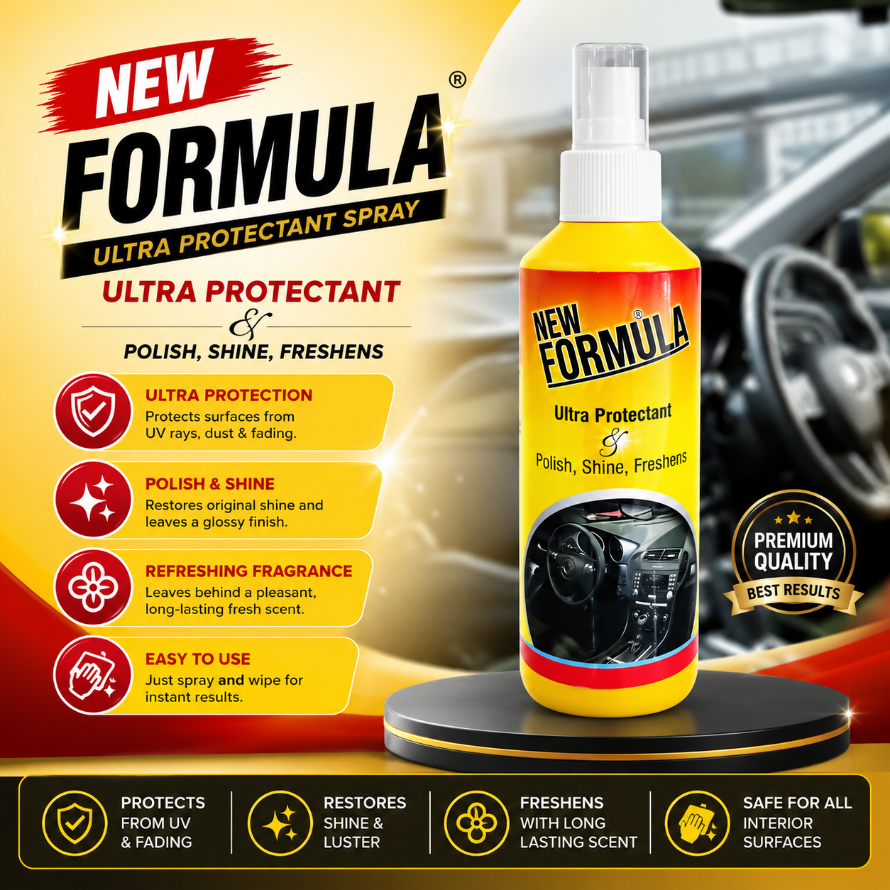 New Formula Ultra Protectant Dashboard Polish 250ML Long Lasting Shine