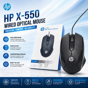 HP X-550 X7 Wired Optical Mouse 1600 DPI High Precision USB Mouse for Laptop & Computer (Black)