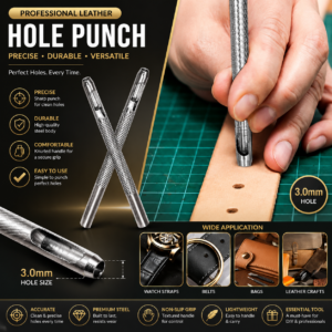 Ultimate 3mm Round Leather Shape Hole Punch Kit Belt Hollow DIY Punch Set Metal Cutter Tool