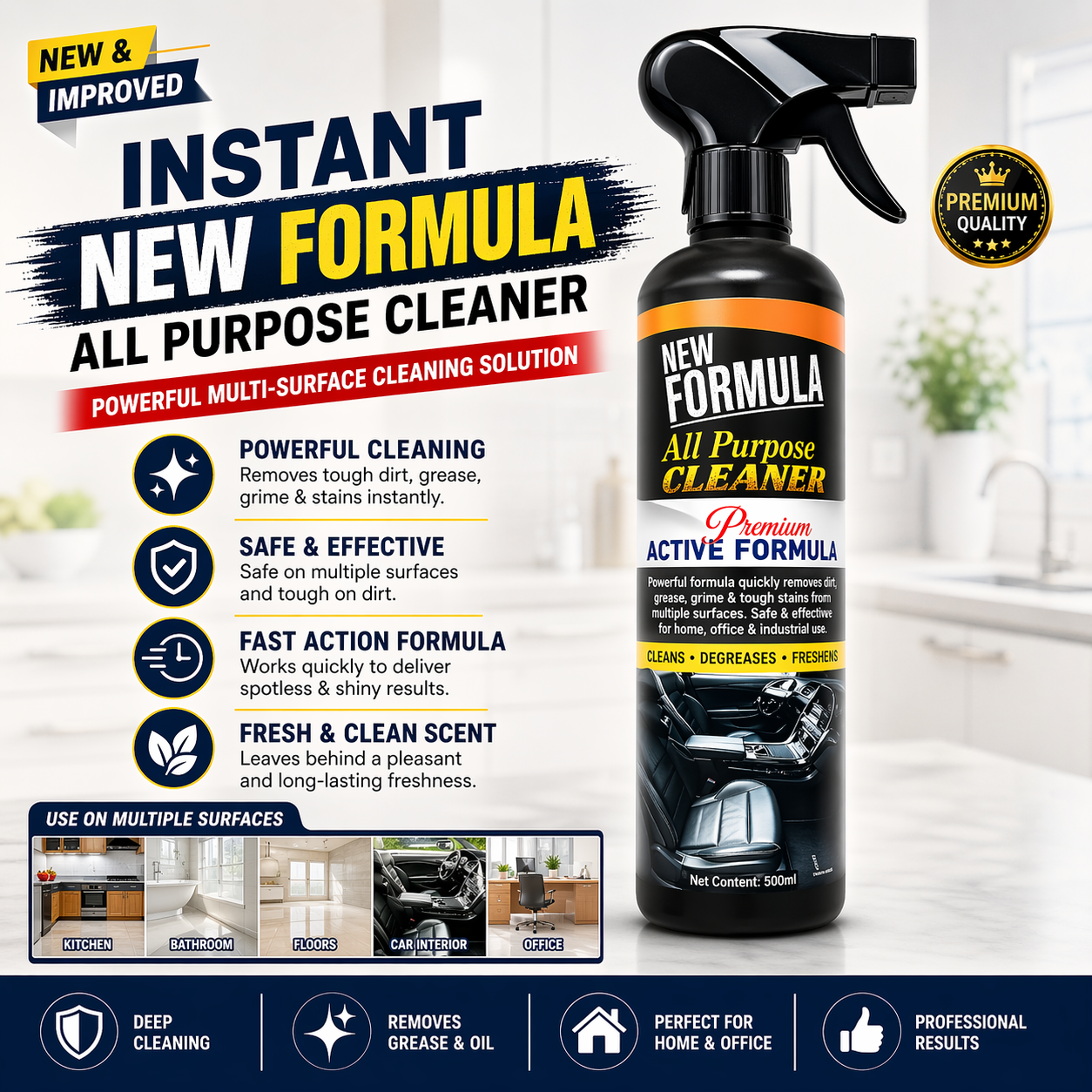 Instant New Formula All Purpose Cleaner Powerful Multi Surface Cleaner for Kitchen, Bathroom & Home Deep Cleaning - Image 3