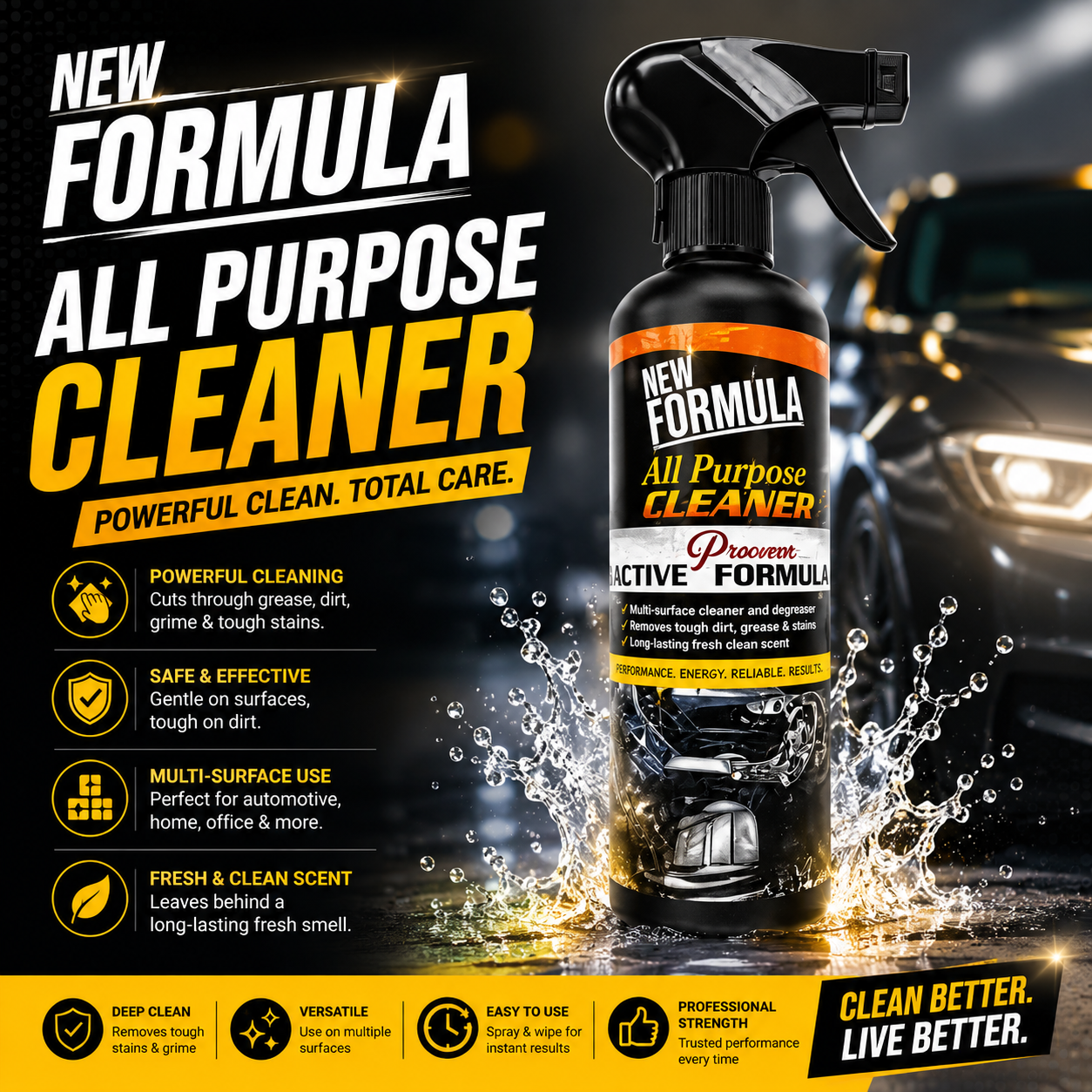 Instant New Formula All Purpose Cleaner Powerful Multi Surface Cleaner for Kitchen, Bathroom & Home Deep Cleaning