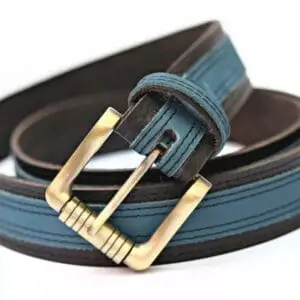 Premium Men leather belt – blue and black